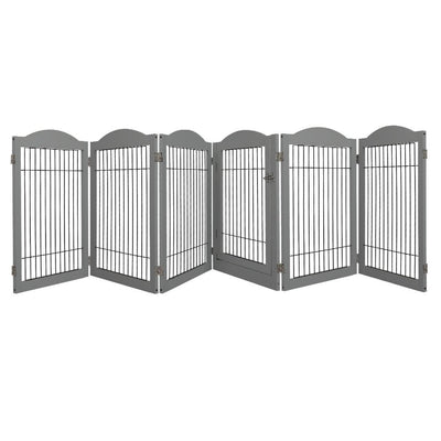 PaWz 6 Panels Pet Dog Playpen Puppy Exercise Cage Enclosure Fence Indoor Grey