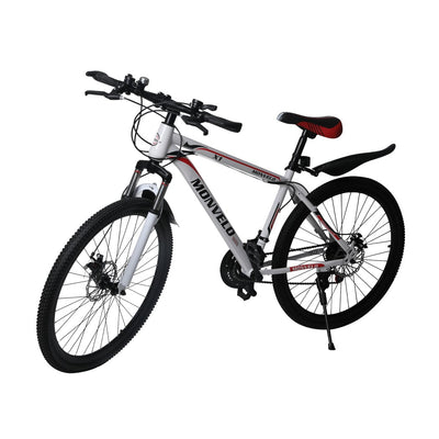 26'' Mountain Bike 21 Speed Bicycle Front Suspension Men Carboon Steel Red Wihte