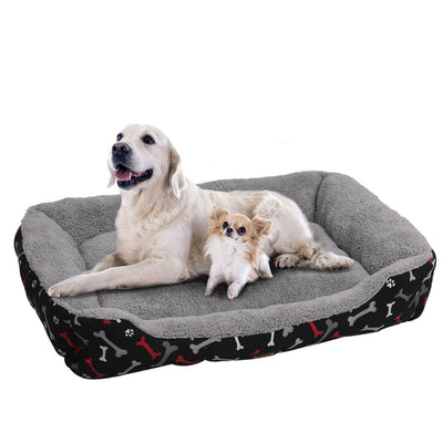 PaWz Pet Dog Cat Bed Deluxe Soft Cushion Lining Warm Kennel Black Bone XXL