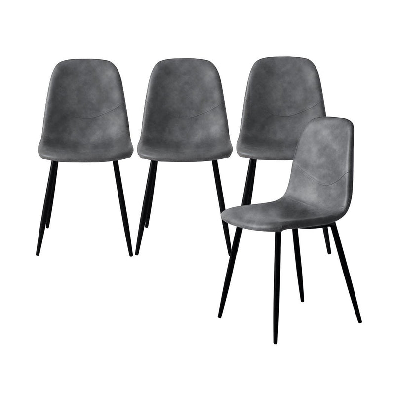 Levede 4x Dining Chairs Kitchen Table Chair Lounge Room Padded Seat PU Leather - Payday Deals