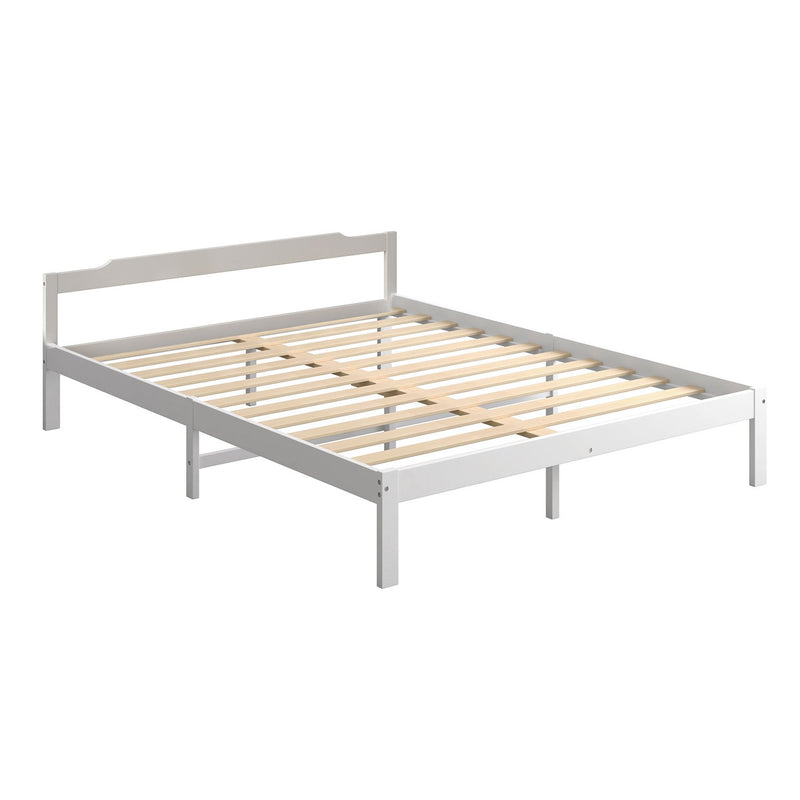Levede Wooden Bed Frame Double Size Mattress Base Solid Timber Pine Wood White - Payday Deals