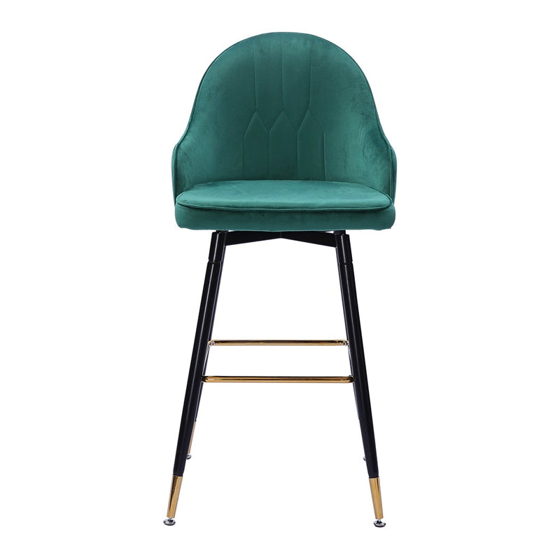 2x Bar Stools Stool Kitchen Chairs Swivel Velvet Barstools Vintage Green - Payday Deals