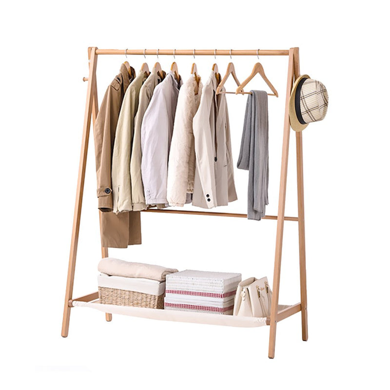 Levede Clothes Stand Garment Dyring Rack Hanger Organiser Wooden Rail Portable - Payday Deals