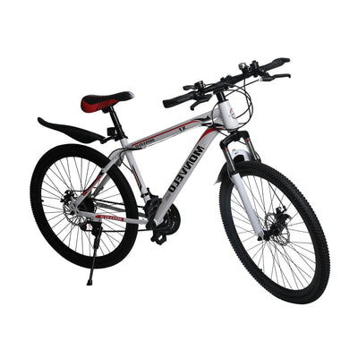 26'' Mountain Bike 21 Speed Bicycle Front Suspension Men Carboon Steel Red Wihte - Payday Deals