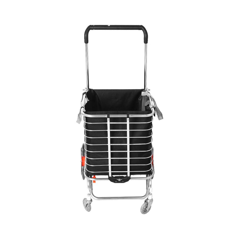 Foldable Shopping Cart Trolley Basket Luggage Grocery Portable Black 40L w/Wheel - Payday Deals