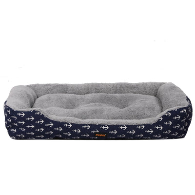 PaWz Pet Dog Cat Bed Deluxe Soft Cushion Lining Warm Kennel Navy Anchor XL