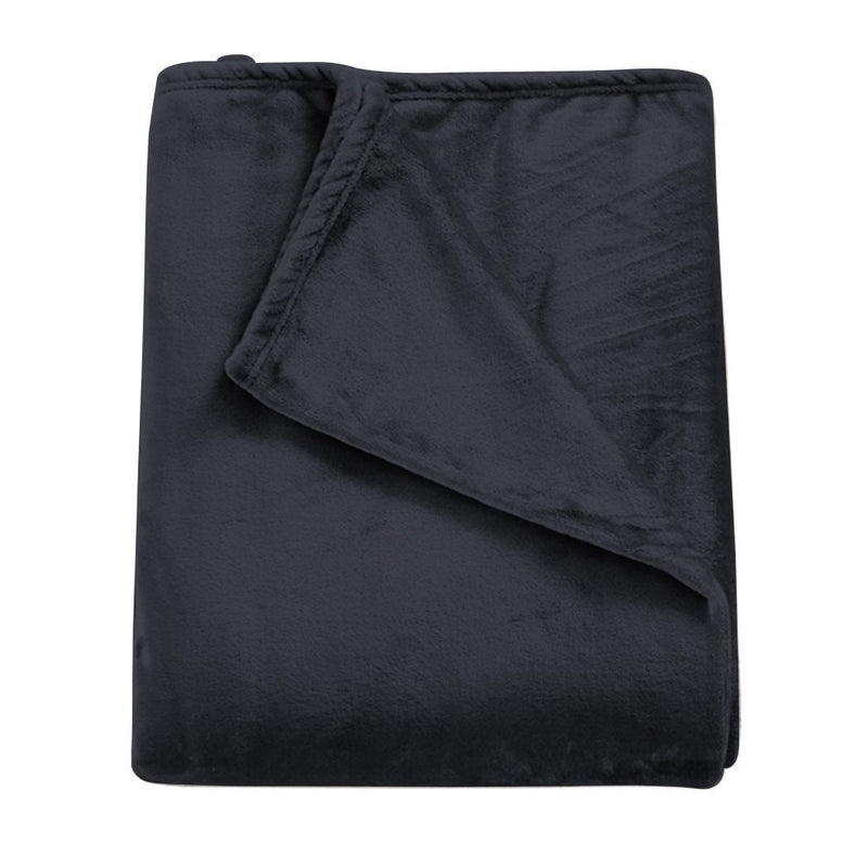 DreamZ 320GSM 220x240cm Ultra Soft Mink Blanket Warm Throw in Dark Grey Colour - Payday Deals