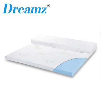 DreamZ 5cm Thickness Cool Gel Memory Foam Mattress Topper Bamboo Fabric Single - Payday Deals