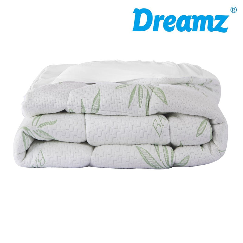 Dreamz Bamboo Pillowtop Mattress Topper Protector Waterproof Cool Cover Double - Payday Deals