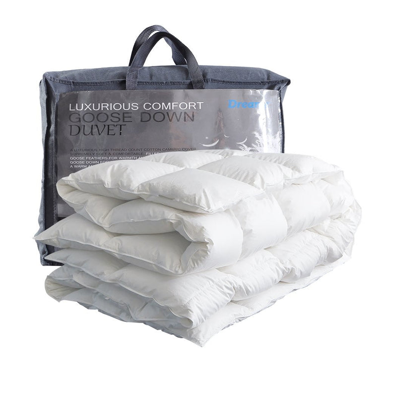 DreamZ 700GSM All Season Goose Down Feather Filling Duvet in Single Size - Payday Deals