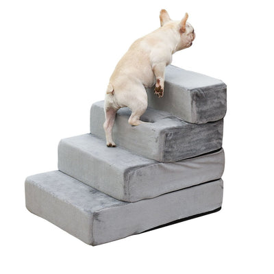 Pet Stairs 4 Steps Ramp Portable Adjustable Climbing Ladder Soft Washable Dog XL - Payday Deals