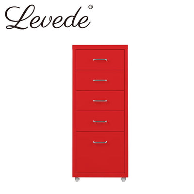Levede Filing Cabinet Files Storage Cabinets Steel Rack Home Office 5 Drawer - Payday Deals