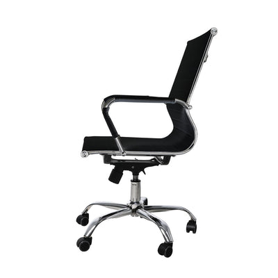 Office Chair Home Work Study Gaming Chairs PU Mat Seat Mid-Back Computer Black - Payday Deals