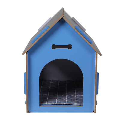 Wooden Dog House Pet Kennel Timber Indoor Cabin Extra Large Blue XL - Payday Deals