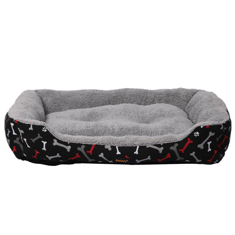 PaWz Pet Dog Cat Bed Deluxe Soft Cushion Lining Warm Kennel Black Bone XXL