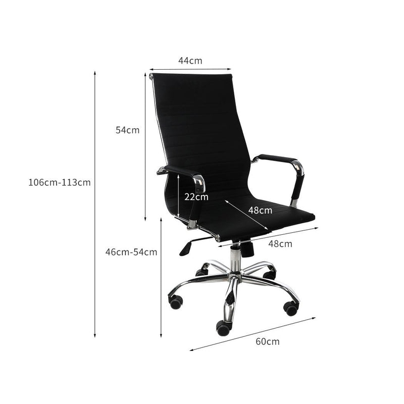 Office Chair Gaming Chair Home Work Study PU Mat Seat High-Back Computer Black - Payday Deals