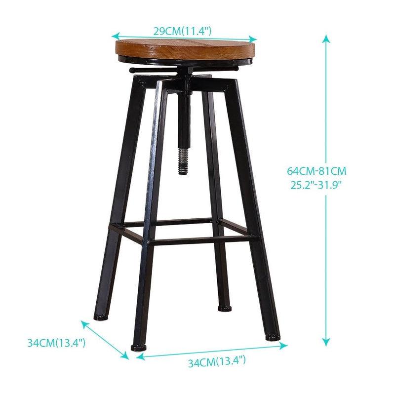 Levede Industrial Bar Stools Kitchen Stool Wooden Barstools Swivel Chair Vintage - Payday Deals