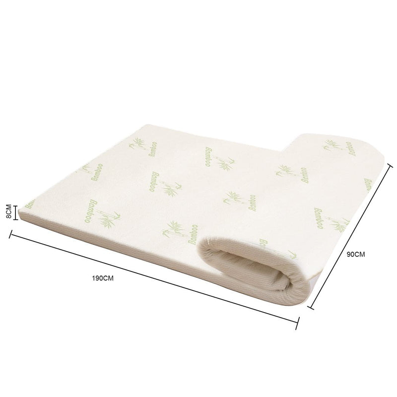 DreamZ 8cm Bedding Cool Gel Memory Foam Bed Mattress Topper Bamboo Cover Single - Payday Deals
