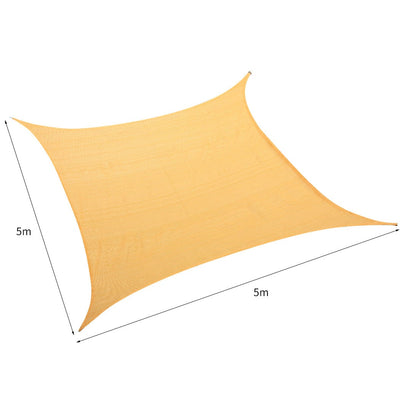 Sun Shade Sail Cloth Canopy ShadeCloth Outdoor Awning Cover Square Beige 5Mx5M - Payday Deals