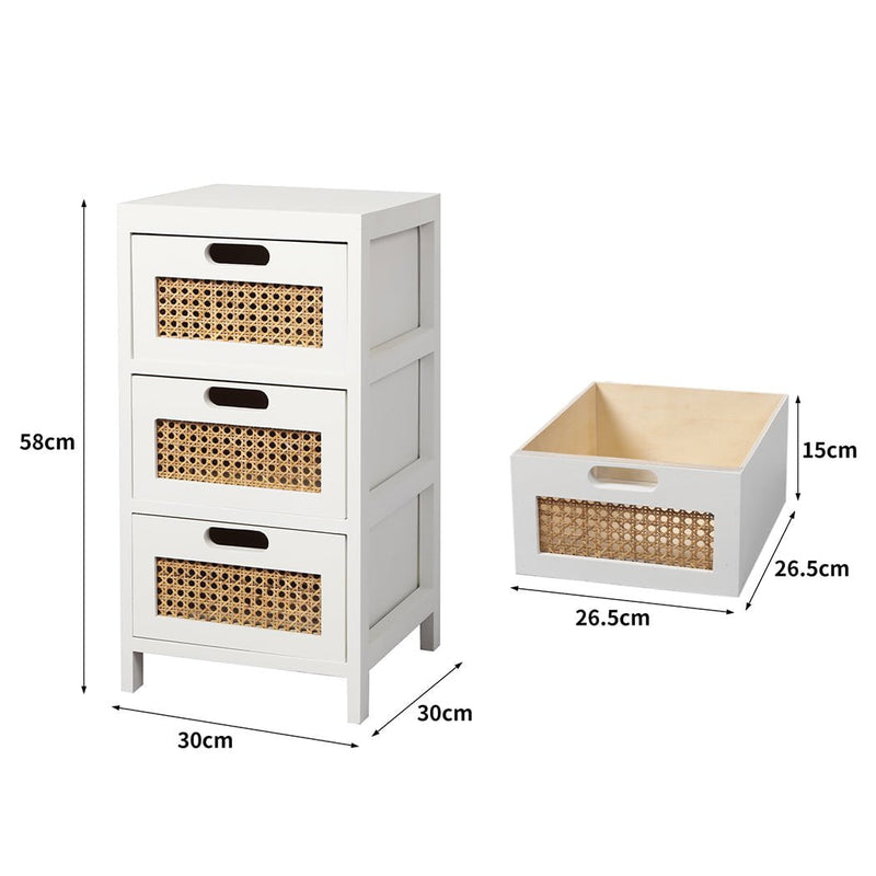 Levede Bedside Tables Drawers Side Table Paulownia Wood Storage Cabinet White