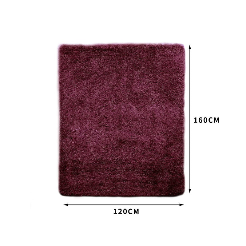 Designer Soft Shag Shaggy Floor Confetti Rug Carpet Decor 120x160cm Burgundy