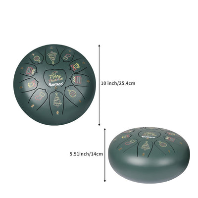 10ã€žSteel Tongue Drum 11 Notes Handpan And Bag Mallet Christmas Gifts Green - Payday Deals
