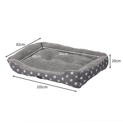 PaWz Pet Dog Cat Bed Deluxe Soft Cushion Lining Warm Kennel Grey Star XXL