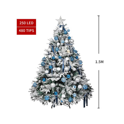 Santaco Christmas Tree 1.5M 5Ft Fairy Lights Snow Flocked Xmas Ornaments Decor