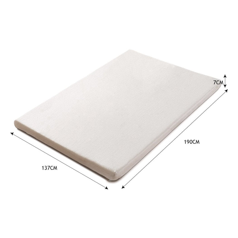 DreamZ 7cm Memory Foam Bed Mattress Topper Polyester Underlay Cover Double - Payday Deals