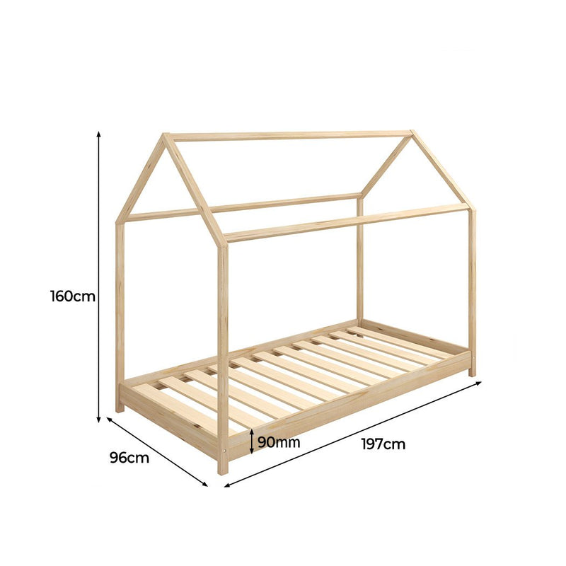 Levede Bed Frame Single Wooden Timber House Frame Wood Mattress Base Platform - Payday Deals