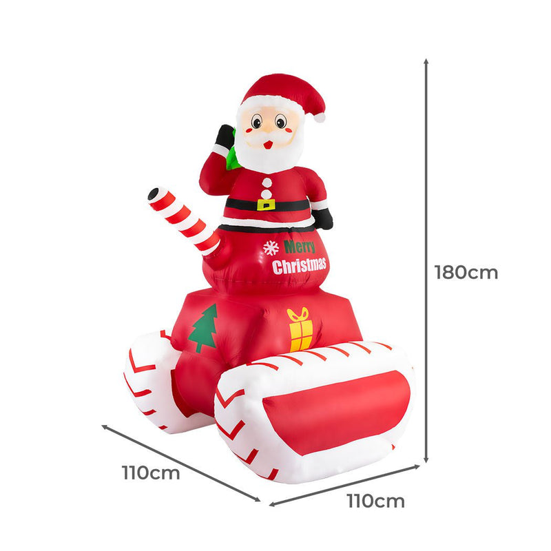 Santaco Christmas Inflatable Santa Claus Tank 1.8M Xmas Decor LED Lights Outdoor