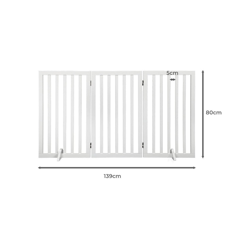 PaWz Wooden Pet Gate Dog Fence Safety Stair Barrier Security Door 3 Panel Large