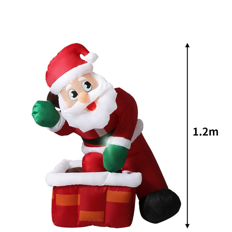 Santaco Inflatable Christmas Decor Santa Chimney 1.2M LED Lights Xmas Party