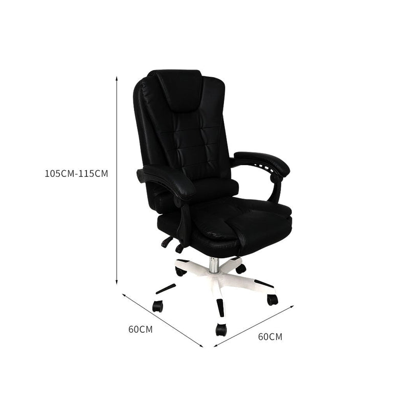 Gaming Chair Office Computer Seat Racing PU Leather Executive Racer Recliner Black without footrest - Payday Deals