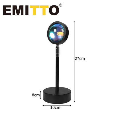 EMITTO USB Rainbow Sunset Projection Lamp LED Modern Romantic Night Light Decor - Payday Deals