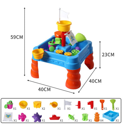 21pc Kids Sand Water Activity Play Table Child Fun Outdoor Sandpit Toys Set - Payday Deals