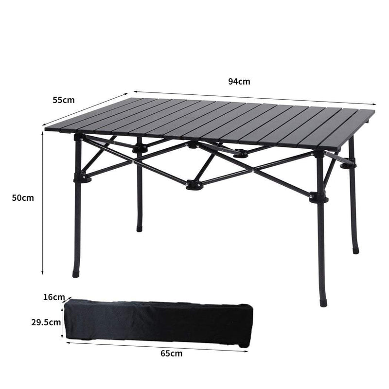 Levede Folding Camping Table Portable Aluminium Outdoor Picnic Garden Black - Payday Deals