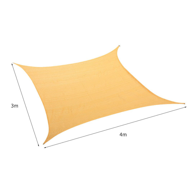 Sun Shade Sail Cloth Rectangle Canopy ShadeCloth Outdoor Awning Cover Beige 3x4M - Payday Deals