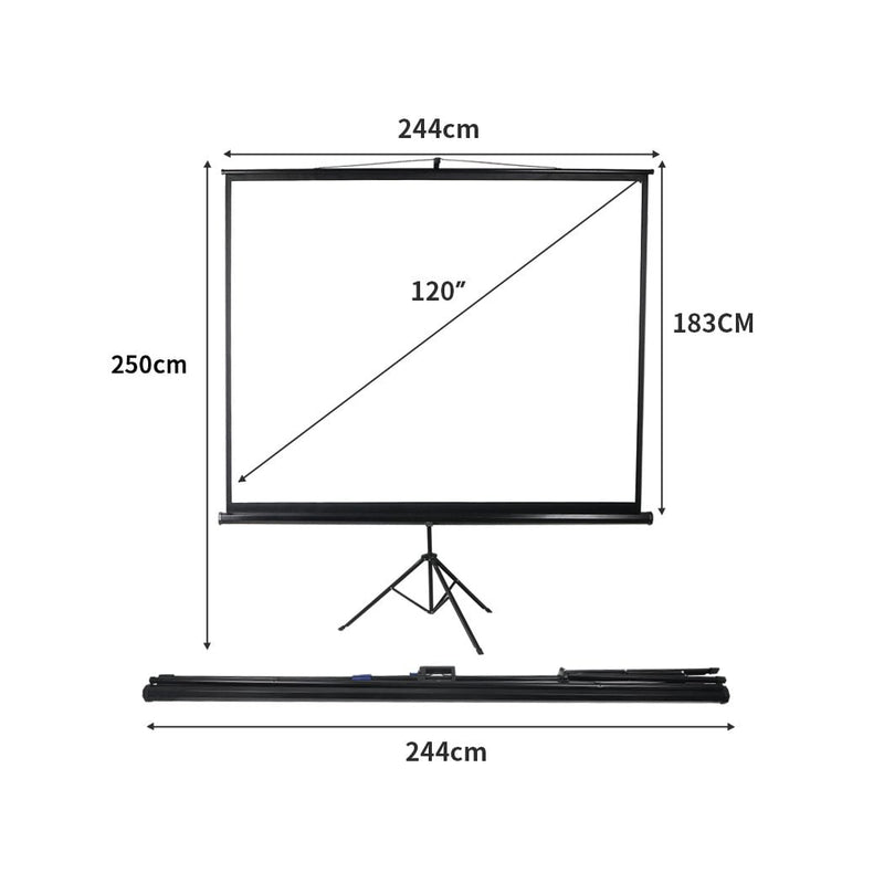 120 Inch Projector Screen Tripod Stand Home Outdoor Screens Cinema Portable HD3D - Payday Deals