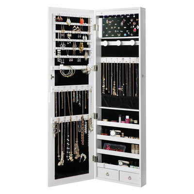 Levede Mirror Jewellery Cabinet LED Light Lockable Box Jewelry Storage Organiser