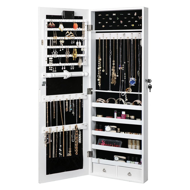 Levede Mirror Jewellery Cabinet Touch LED Lockable Organiser Box Makeup