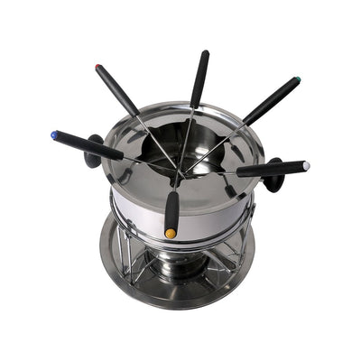 Classic Fondue Set 12pcs Stainless Steel Cheese Chocolate Dipping  6 Forks - Payday Deals
