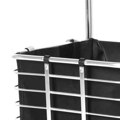 Foldable Shopping Cart Trolley Basket Luggage Grocery Portable Black 40L w/Wheel - Payday Deals