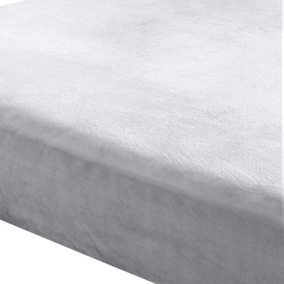 DreamZ Fitted Bed Sheet Set Pillowcase Flannel Single Size Winter Warm Silver