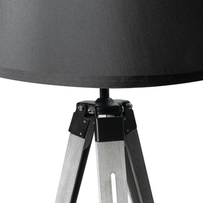 EMITTO Tripod Wooden Floor Lamp Shaded Reading Light Adjustable Home Lighting
