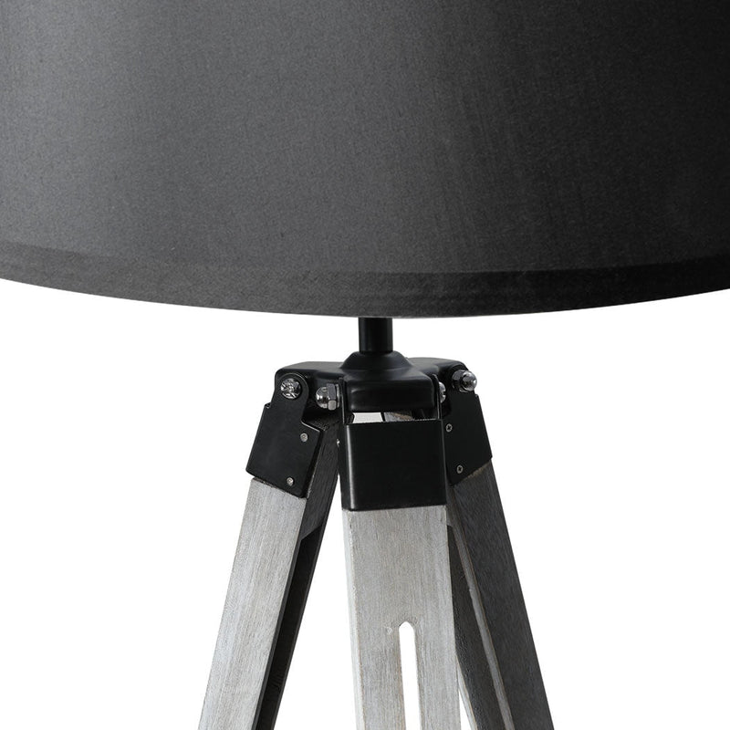 EMITTO Tripod Wooden Floor Lamp Shaded Reading Light Adjustable Home Lighting