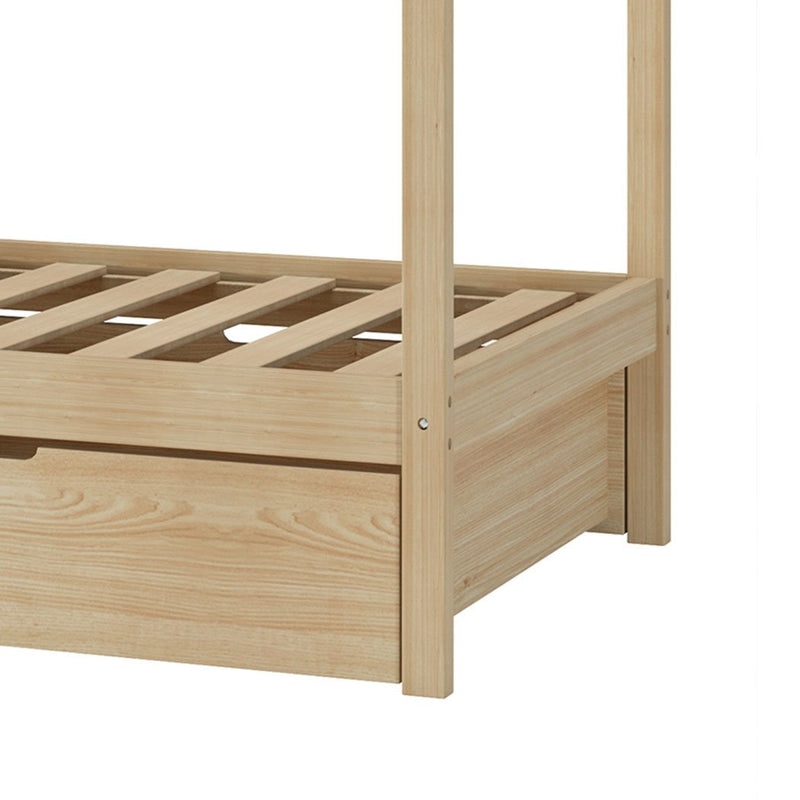 Levede Bed Frame Wooden Single Timber House Frame Mattress Base Storage Drawers - Payday Deals