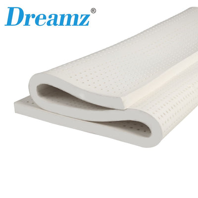 Dreamz Latex Mattress Topper King Natural 7 Zone Bedding Removable Cover 5cm - Payday Deals