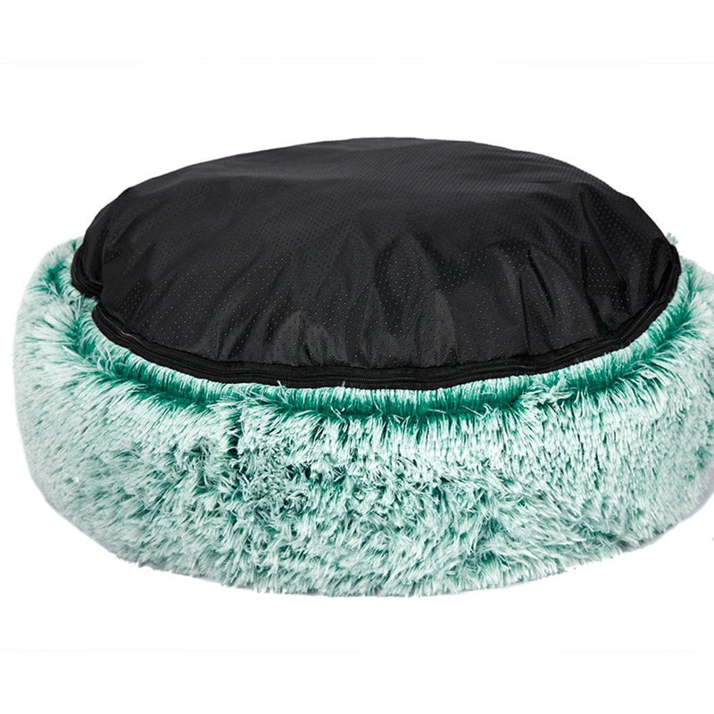 Pet Bed Cat Dog Donut Nest Calming Mat Soft Plush Kennel Teal L - Payday Deals