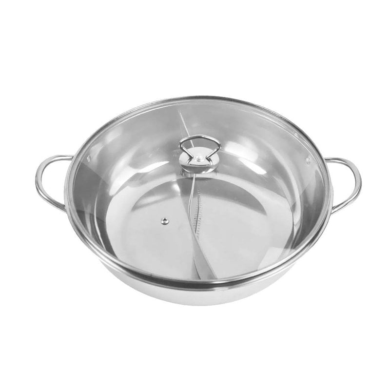 36cm Stainless Steel Twin Mandarin Duck Hot Pot Induction Cookware With Lid - Payday Deals